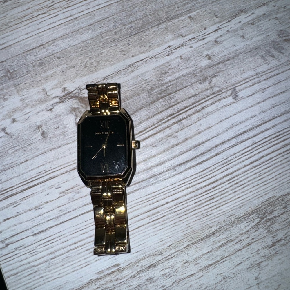 Anne Klein Gold-Tone Watch with Black Dial